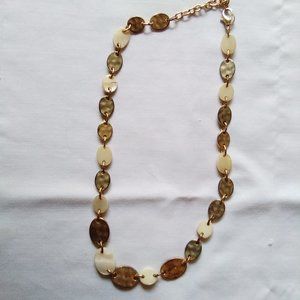 Jone New York Goldtone and Abalone Flat Beaded Necklace